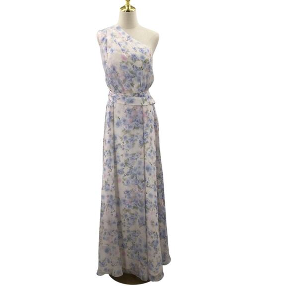 AW BRIDAL SZ 10 L azure purple print floral Cassidy formal party maxi dress B60 - Picture 3 of 9